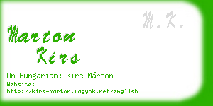 marton kirs business card