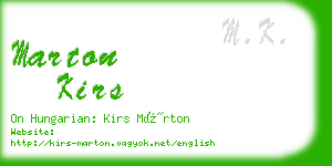 marton kirs business card